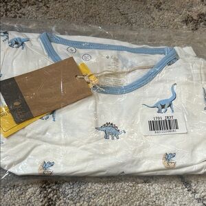 Kyte BABY Dinosaur Print Pajama Set - Blue and White